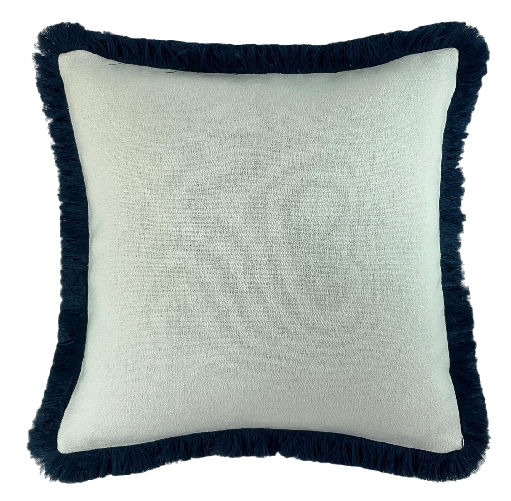 Malini Slub With Heavy Navy Fringe Square Cushion 56x56